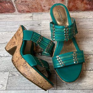 Turquoise Wedge Sandals